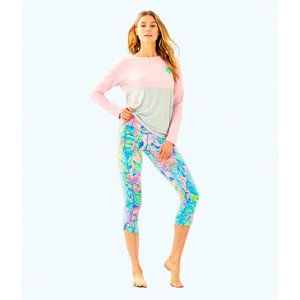 Lilly Pulitzer 21” Fara Weekender Crop Leggings Blue Surf Gypsea Large 12 - 14